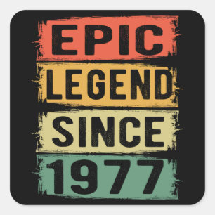 Adesivo Quadrado 48 Anos De Idade Dia 1977 Legenda Epic 48º Anivers