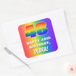 Adesivo Quadrado 48.o Aniversário: Padrão Divertido e colorido do