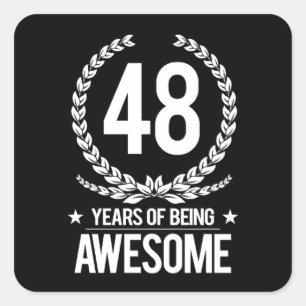 Adesivo Quadrado 48th Aniversário (48 anos de ser impressionantes)
