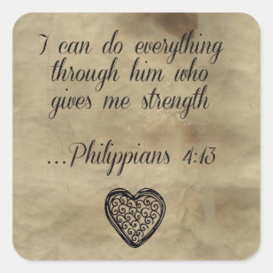 Adesivo Quadrado 4:13 dos Philippians do verso da bíblia