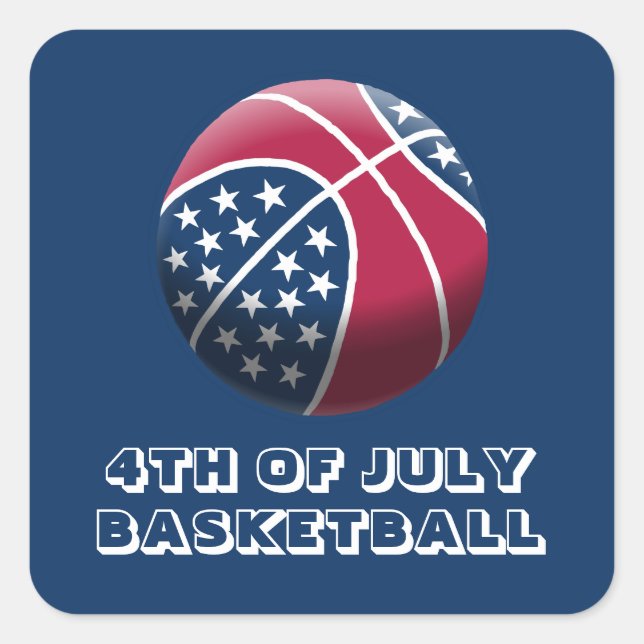 Adesivo Quadrado 4 de julho de basquetebol (Frente)