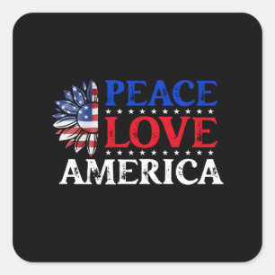 Adesivo Quadrado 4 de julho Peace Love America