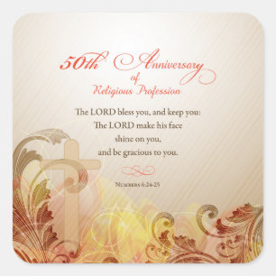 Adesivo Quadrado 50º Aniversário da Profissão Religiosa, freira