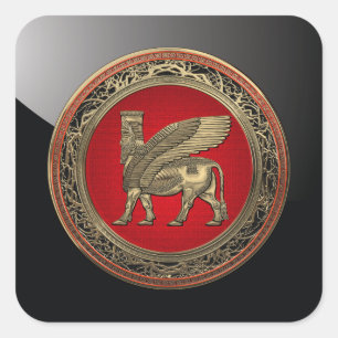Adesivo Quadrado [500] Touro Assírio - Dourado Lamaçu