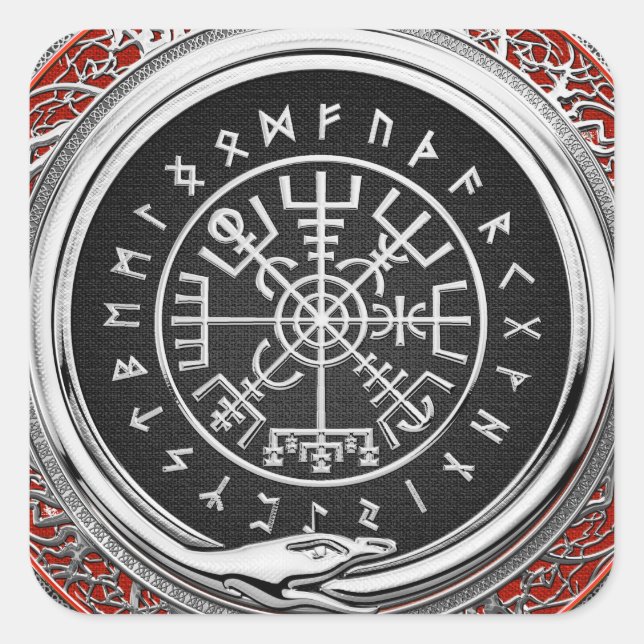 Adesivo Quadrado [500] Vegvisir - Bússola mágica de virar prata (Frente)