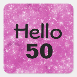 Adesivo Quadrado 50.º Aniversário - Lente Rosa