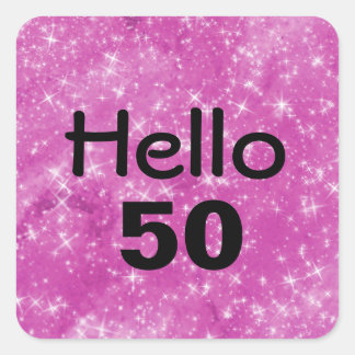 Adesivo Quadrado 50.º Aniversário - Lente Rosa