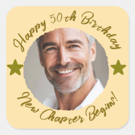 Adesivo Quadrado 50.º Aniversário Personalizado Obrigado, Senhor De