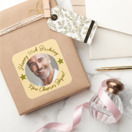 Adesivo Quadrado 50.º Aniversário Personalizado Obrigado, Senhor De