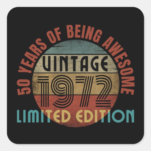 Adesivo Quadrado 50 anos de ser incrível (Frente)