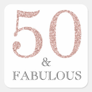 Adesivo Quadrado 50 e aniversário da tipografia fabulosa de 50th