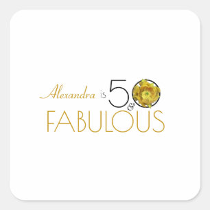 Adesivo Quadrado 50 e Fabulosa Flor de Cactus Amarelo Dourado e Pre