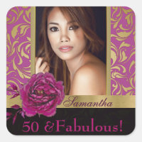 50 e Fabuloso Damask Dourado Roxo Foto Aniversário