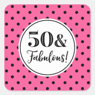 Adesivo Quadrado 50 e fabulosos pontos pretos brancos cor-de-rosa d
