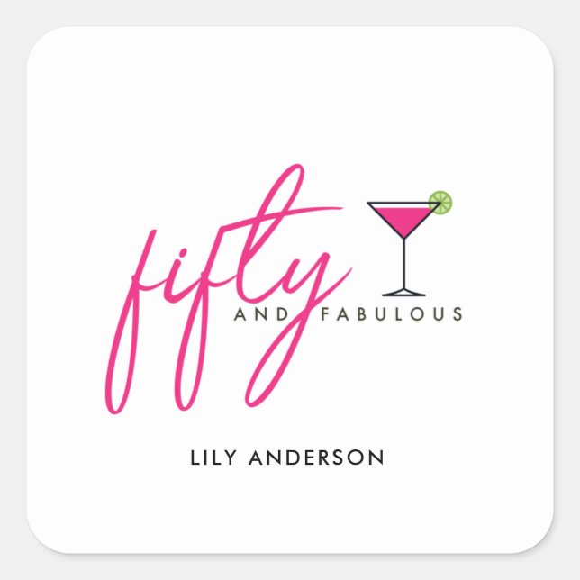 Adesivo Quadrado 50 e Festa de aniversário fabulosa de mulheres (Frente)