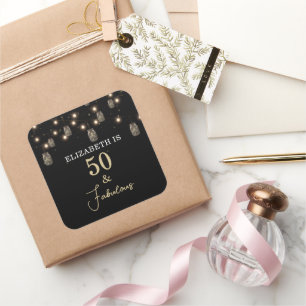 Adesivo Quadrado 50 e preto fabuloso com luzes de cordas