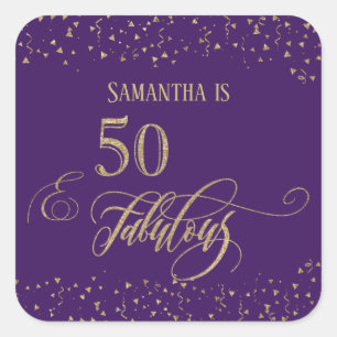 Adesivo Quadrado 50 & Fabuloso Confetti Glitter Dourado, Profundo R
