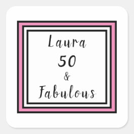 Adesivo Quadrado 50 & Fabuloso Tipografia Rosa