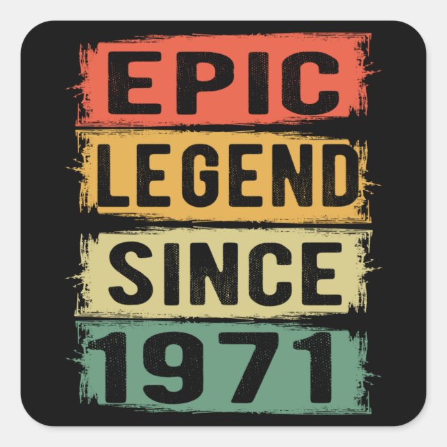 Adesivo Quadrado 54 Anos De Idade Dia 1971 Legenda Epic 54º Anivers (Frente)