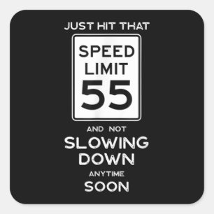 Adesivo Quadrado 55.º Aniversário - Sinal de velocidade-limite - Ca