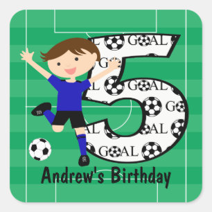 Adesivo Quadrado 5 Birthday - Aniversário - Gogo e nome de futebol