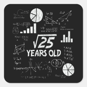 Adesivo Quadrado 5 Birthday Square Root Math 5 Anos