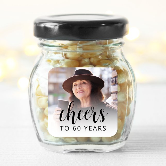 Adesivo Quadrado 60ª Festa de aniversário de páginas pretas de scri (Criador carregado)