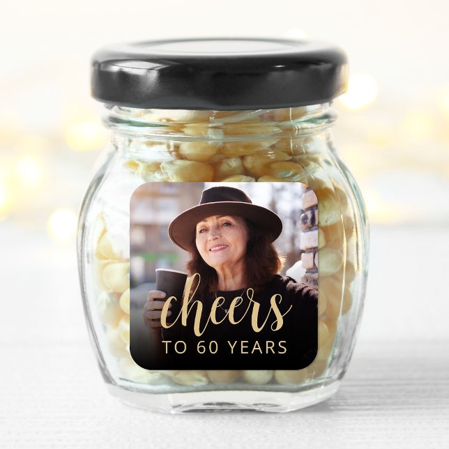 Adesivo Quadrado 60ª Festa de aniversário de torcida por fotos (Criador carregado)