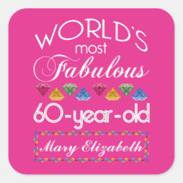 Adesivo Quadrado 60º aniversário As mais fabulosas e coloridas joia