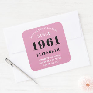 Adesivo Quadrado 60º Aniversário de 1961 A mulher negra rosa pers