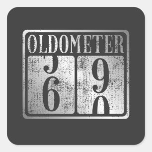 Adesivo Quadrado 60º aniversário Oldometer 59-60 Vintage
