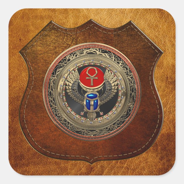 Adesivo Quadrado [600] Sárabe egípcio Dourado e sagrado com Ankh (Frente)
