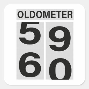 Adesivo Quadrado 60. º Aniversário OLDOMETER