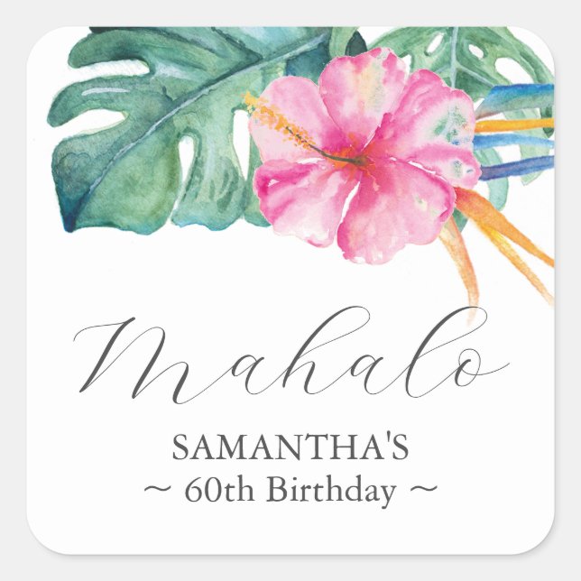 Adesivo Quadrado 60.º Aniversário Personalizado (Frente)