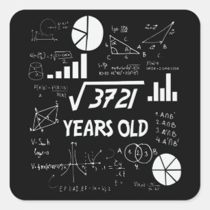 Adesivo Quadrado 61 Anos De Idade Professora De Matemática Do Bday