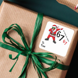 Adesivo Quadrado 67 6 7 Six Seven Meme Santa Dubbing Christmas