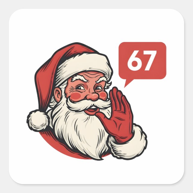 Adesivo Quadrado 67 Christmas Merry Six Seven Brainrot Santa Claus (Frente)