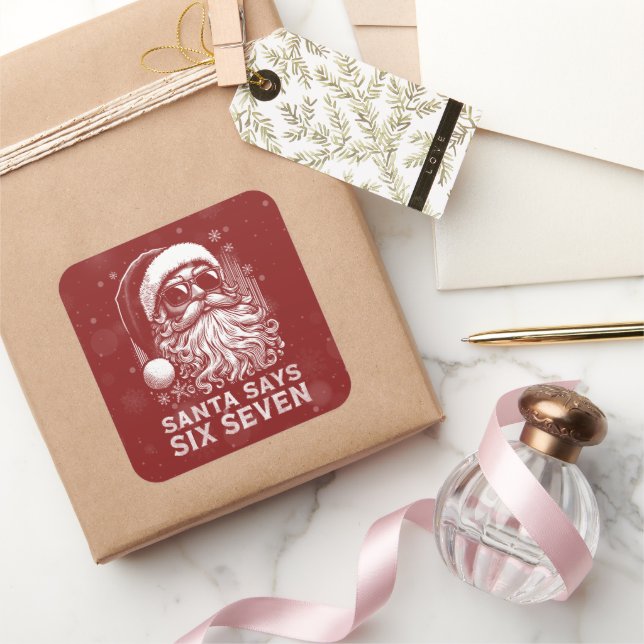 Adesivo Quadrado 67 Meme Funny Santa Says Six Seven Christmas (Presentear)