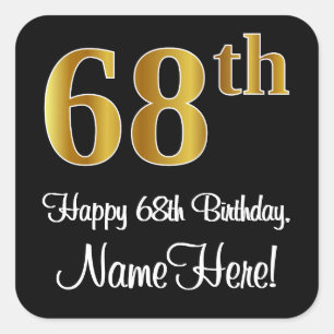 Adesivo Quadrado 68º aniversário - Olhar Dourado elegante e luxuo