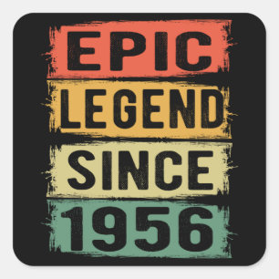 Adesivo Quadrado 69 Anos De Idade Dia 1956 Legenda Epic 69º Anivers