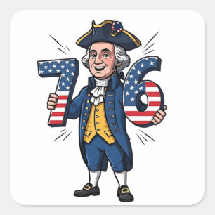 Adesivo Quadrado 6-7 7-6 George Washington Seis Sete Meme 67 Trend