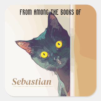 Adesivo Quadrado 6 Marcador Personalizado/Nameplate com Cat Motif