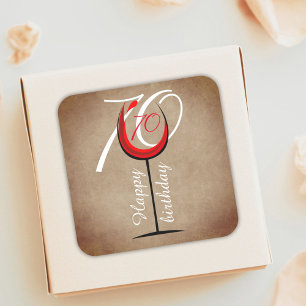Adesivo Quadrado 70 de Vinho Vermelho Russo Aniversário