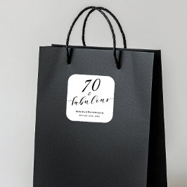 Adesivo Quadrado 70 e Fabuloso Aniversário de Setenta Script Elegan