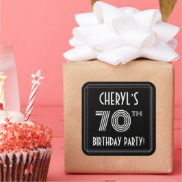 Adesivo Quadrado 70 Festa de aniversário: Estilo e nome personaliza