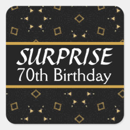 Adesivo Quadrado 70 SURPRISE Birthday Black and Dourado V01