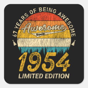 Adesivo Quadrado 71 anos de idade 1954 Retro Incrível 71ruas Aniver