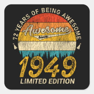 Adesivo Quadrado 76 anos de idade 1949 Retro Incrível 76º presente