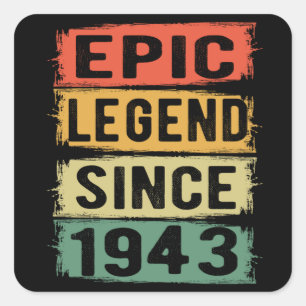 Adesivo Quadrado 78 Anos De Idade Dia 1943 Legenda Epic 79º Anivers