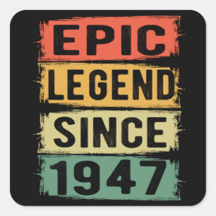 Adesivo Quadrado 78 Anos De Idade Dia 1947 Legenda Epic 78º Anivers